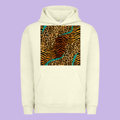 Safari Animals Turquoise Glitter Seamless Pattern Urban Hoodie Designed By Bundleandbundleshop