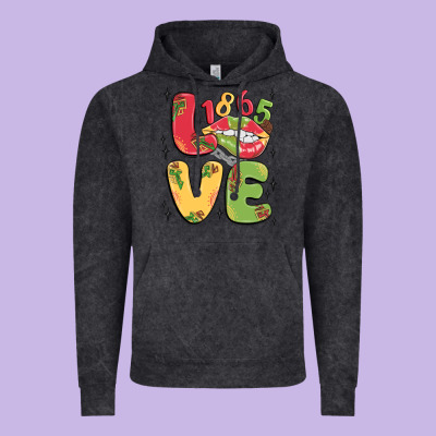 Love Juneteenth Lips Vintage Hoodie Designed By Maliassmallbusiness