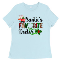 Baby Blue santa's favorite doctor Ladies Tee - AdoDesignShop