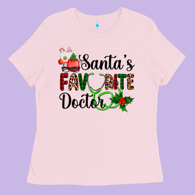 Santa's Favorite Doctor Ladies Tee Designed By Adodesignshop