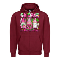 Burgundy gnome for the holidays Zipper Hoodie - texasbilliewilder