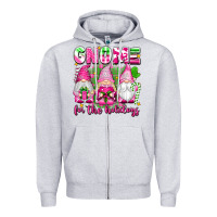 Heather Grey gnome for the holidays Zipper Hoodie - texasbilliewilder