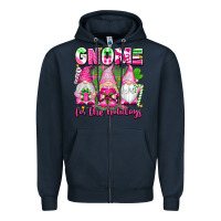 Navy gnome for the holidays Zipper Hoodie - texasbilliewilder