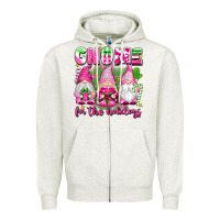 Oatmeal Heather gnome for the holidays Zipper Hoodie - texasbilliewilder
