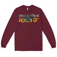 Burgundy small town big spirit Long Sleeve Tee - BundleAndBundleShop