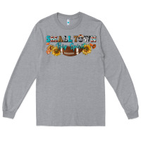 Heather Grey small town big spirit Long Sleeve Tee - BundleAndBundleShop