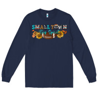 Navy small town big spirit Long Sleeve Tee - BundleAndBundleShop
