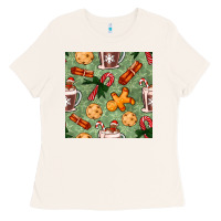 Bone christmas hot chocolate and cookies seamless pattern Ladies Tee - BundleAndBundleShop