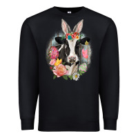 Black Happy Easter Cow Easter Day Premium Sweatshirt - CowGirlArtShop