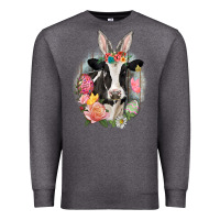Charcoal Heather Happy Easter Cow Easter Day Premium Sweatshirt - CowGirlArtShop