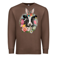 Chestnut Happy Easter Cow Easter Day Premium Sweatshirt - CowGirlArtShop