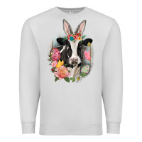 Dove Grey Happy Easter Cow Easter Day Premium Sweatshirt - CowGirlArtShop
