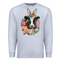 Heather Grey Happy Easter Cow Easter Day Premium Sweatshirt - CowGirlArtShop