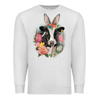 Oatmeal Heather Happy Easter Cow Easter Day Premium Sweatshirt - CowGirlArtShop