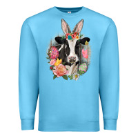 Ocean Blue Happy Easter Cow Easter Day Premium Sweatshirt - CowGirlArtShop