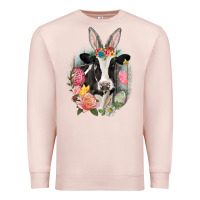 Pale Pink Happy Easter Cow Easter Day Premium Sweatshirt - CowGirlArtShop