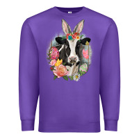 Purple Happy Easter Cow Easter Day Premium Sweatshirt - CowGirlArtShop