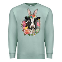 Seafoam Happy Easter Cow Easter Day Premium Sweatshirt - CowGirlArtShop