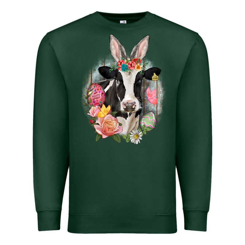 Happy Easter Cow Easter Day Premium Sweatshirt by CowGirlArtShop | Teevron