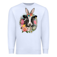 White Happy Easter Cow Easter Day Premium Sweatshirt - CowGirlArtShop