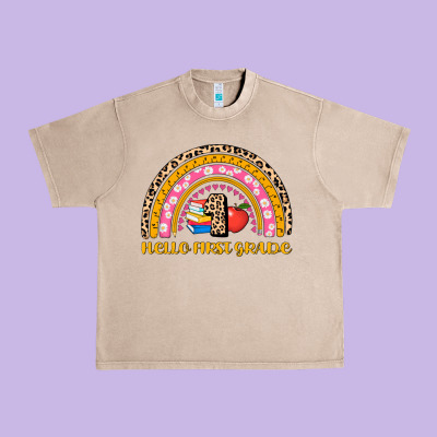 Back To School Rainbow Hello First Grade Urban Heavy Tee Designed By Adodesignshop
