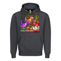 Smoke happy hallothanksmas dinosaur Zipper Hoodie - texasbilliewilder