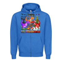 True Royal happy hallothanksmas dinosaur Zipper Hoodie - texasbilliewilder