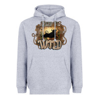 Heather Grey Keep it wild western bull Heavyweight Hoodie - HowdyJamesFarm
