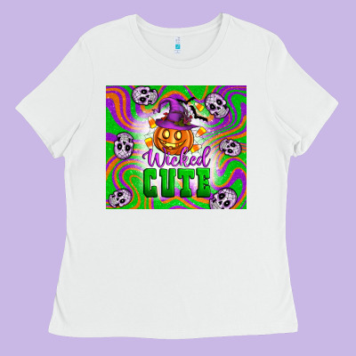 Wicked Cute Halloween Ladies Tee Designed By Artiststas