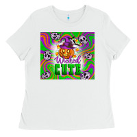 White Wicked cute halloween Ladies Tee - Artiststas