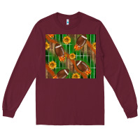 Burgundy american football with sunflower tumbler Long Sleeve Tee - BundleAndBundleShop