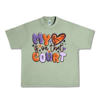 Oil Green my heart is on that court Urban Heavy Tee - MaliasSmallBusiness