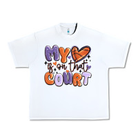 White my heart is on that court Urban Heavy Tee - MaliasSmallBusiness