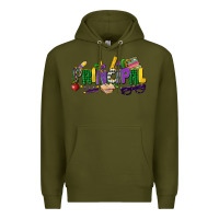 Army Green principal mardi gras cowgirl Premium Hoodie - CowGirlArtShop