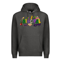 Charcoal Heather principal mardi gras cowgirl Premium Hoodie - CowGirlArtShop