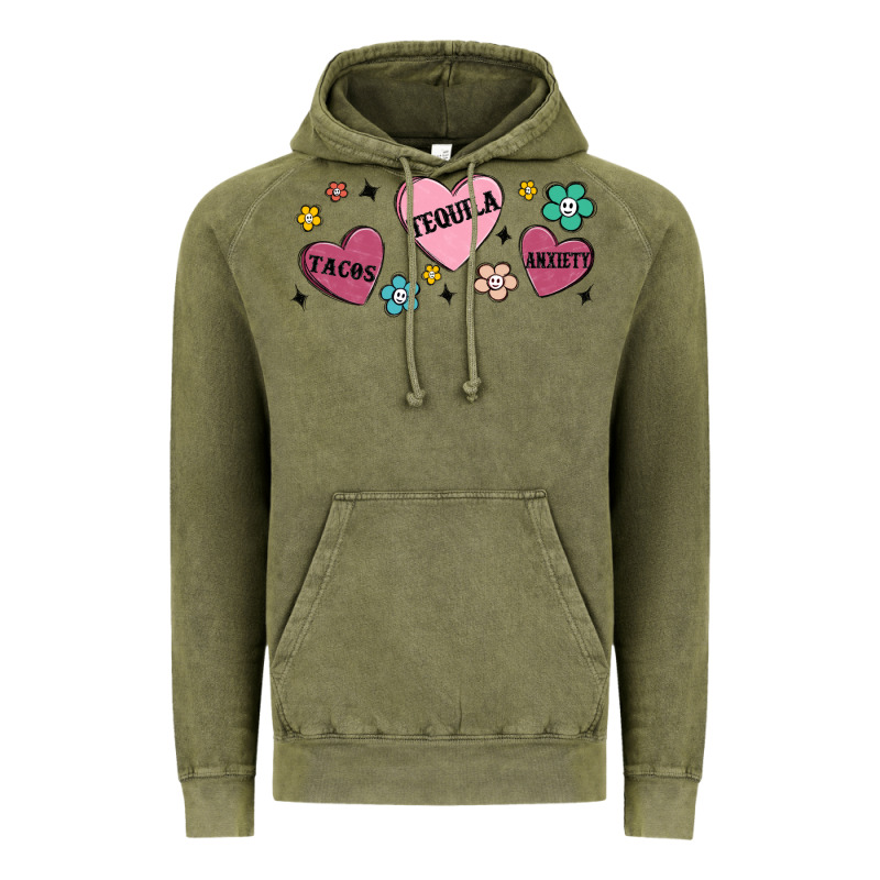 Tacos Tequila Anxiety Vintage Hoodie by MaliasSmallBusiness | Teevron