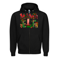 Black Christmas Mama Elf Zipper Hoodie - NancyCooperArtShop