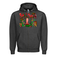 Charcoal Heather Christmas Mama Elf Zipper Hoodie - NancyCooperArtShop
