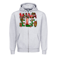 Heather Grey Christmas Mama Elf Zipper Hoodie - NancyCooperArtShop