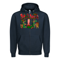 Navy Christmas Mama Elf Zipper Hoodie - NancyCooperArtShop