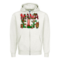 Oatmeal Heather Christmas Mama Elf Zipper Hoodie - NancyCooperArtShop