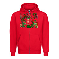 Red Christmas Mama Elf Zipper Hoodie - NancyCooperArtShop
