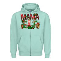 Seafoam Christmas Mama Elf Zipper Hoodie - NancyCooperArtShop
