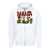 White Christmas Mama Elf Zipper Hoodie - NancyCooperArtShop