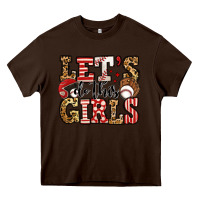 Chocolate Brown let's do this girls baseball Heavy Core Tee - Jasminsmagicworld