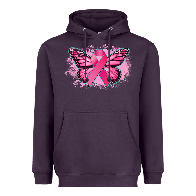 Cancer Ribbon Butterfly Cancer Awareness Heavyweight Hoodie by HowdyJamesFarm | Teevron