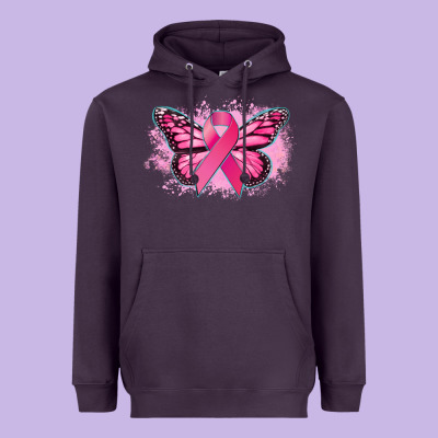 Cancer Ribbon Butterfly Cancer Awareness Heavyweight Hoodie Designed By Howdyjamesfarm
