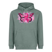 Sage Cancer ribbon butterfly Cancer Awareness Heavyweight Hoodie - HowdyJamesFarm