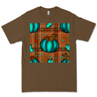 Cacao turquoise pumpkin plaid seamless pattern Premium Tee - BundleAndBundleShop