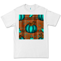 White turquoise pumpkin plaid seamless pattern Premium Tee - BundleAndBundleShop